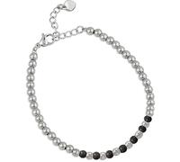 Bracciale da donna della collezione Sandy di Ops. Bracciale boules in accio di colore argento e smalto di colore nero. Le misure sono 17+3 cm. La referenza è OPSBR-883