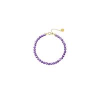 Bracciale da donna dell'amicizia, da donna, stile boho, con perle di ametista naturale da 4 mm, oro giallo, oro giallo 9 K, Ametista