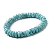 Bracciale da donna e uomo elasticizzato con perline di cristallo di abaco di pietra preziosa blu naturale larimar da 8 mm AAAAA