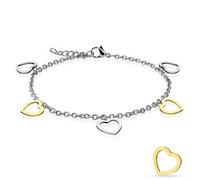 Bracciale da donna in acciaio chirurgico con cuori bicolore TS-BR-0036