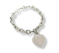 Bracciale da donna in Acciaio con Cuore Scritta Frase TVB MAMMA con Zirconi Catena a Maglia Larga Braccialetto Ti Voglio Bene Compleanno Laurea Onomastico Festa della Mamma Festa della Donna