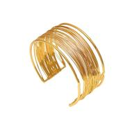 Bracciale da donna in acciaio inossidabile a più strati con cinturino in metallo antiruggine minimalista con placcatura in PVC per gioielli da polso senza tempo, Metallo, Nessuna pietra preziosa