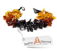 Bracciale da donna in ambra - Bracciale in ambra come portafortuna - Bracciale di perle con ambra naturale - Gioielli Bracciali - Regali spirituali, 22 cm, Pietra, Ambra