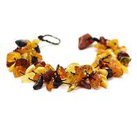 Bracciale da donna in ambra - Bracciale in ambra come portafortuna - Bracciale di perle con ambra naturale - Gioielli Bracciali - Regali spirituali, 20 cm, Pietra, Ambra