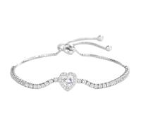 Bracciale da donna in argento Sterling, con cuore d'amore, alla moda, regolabile, per donna, moglie, sposa, sorella, fidanzata, simbolo infinito, Taglia unica, Plastica, Senza Gemstone