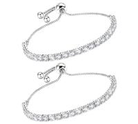 Bracciale da donna in argento Sterling S925, bracciale tennis con zirconi, regolabile, gioiello da donna, regalo per lei, colore argento, oro, oro rosa, 3 to 9 inches, Cristallo Zirconia cubica, Zirconia cubica