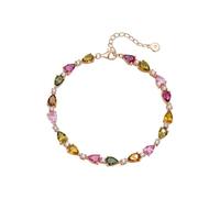 Bracciale da donna, in oro rosa, con gocce d'acqua da 6 carati, tormalina multicolore, Oro rosa 14 K, Tormalina