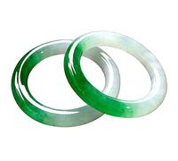 Bracciale da donna, Ladies Jade Bangle Bracelet, Translucent Color Jade Bangle, Half White and Half Green Floating Flower Jade Bangle, 53-64mm, The for Family, for Friends, with Jewelry Box, 2PC,57-58