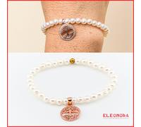 bracciale da donna perle bianche vere elastico charms ciondoli albero della vita