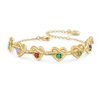 Bracciale Da Donna Personalizzato Con Pietra Portafortuna Bracciale Da Donna Con 2-4 Nomi Bracciale Regolabile Braccialetti Con Quadrifoglio Regali Di Compleanno Per Mamma Fidanzata (Oro-6 nome)