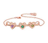 Bracciale Da Donna Personalizzato Con Pietra Portafortuna Bracciale Da Donna Con 2-4 Nomi Bracciale Regolabile Braccialetti Con Quadrifoglio Regali Di Compleanno Per Mamma Fidanzata (Rosa-3 nome)