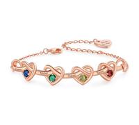 Bracciale Da Donna Personalizzato Con Pietra Portafortuna Bracciale Da Donna Con 2-4 Nomi Bracciale Regolabile Braccialetti Con Quadrifoglio Regali Di Compleanno Per Mamma Fidanzata (Rosa-4 nome)