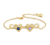 Bracciale Da Donna Personalizzato Con Pietra Portafortuna Bracciale Da Donna Con 2-4 Nomi Bracciale Regolabile Braccialetti Con Quadrifoglio Regali Di Compleanno Per Mamma Fidanzata (Oro-2 nome)