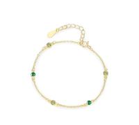 Bracciale da donna piccolo, con peridoto rotondo, in oro giallo 18 carati, 18 + 5 cm, per compleanno