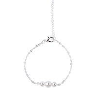 Bracciale da Donna Semplice con 3 Perle Bianche Naturali con Braccialetto a Catena in Argento Dorato, Regalo per la Festa della Mamma Practical Design