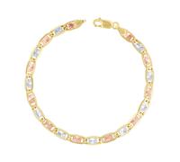 Bracciale Da Donna Valentino In Oro Giallo Rosa Bianco Tri Gold 5Mm 10K 7.5"