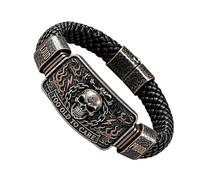 Bracciale da motociclista retrò con teschio e fiamma