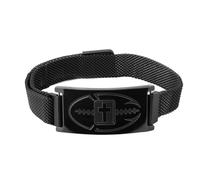 Bracciale da Rugby Nero Croce e Versetto Della Bibbia, Gioiello Sportivo Cristiano Regolabile Giocatori Squadre Maschili Accessorio Religioso per Battesimo Prima Comunione e Cresima (Stile 3)