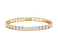 Bracciale da tennis con zirconia cubica braccialetto di diamanti artificiali a fila singola semplice e moderna elegante fibbia catena per donna regalo di compleanno, oro 12professionale e attraente