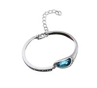 Bracciale da Tennis da Donna Bracciale Rigido Blu con Cristalli a Goccia Regali per spose (Colore Argento) Handy And Professional