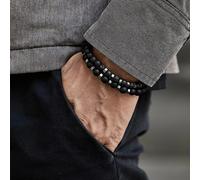 Bracciale da uomo 2 pezzi sfera nero fashion moda regalo braccialetto ragazzo