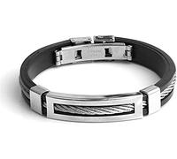 Bracciale da Uomo Bracciale in Silicone in Acciaio al Titanio Premium in Nero Ottimo Regalo per la Festa del papà, Anniversario, San Valentino, Compleanno Attractive