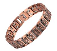 Bracciale da uomo con croce in rame, per terapia della forza di attacco, stile vintage, con ioni negativi in rame rosso, lunghezza 21,5 cm, accessorio elegante per l'uso quotidiano