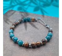 Bracciale da Uomo con Diaspro Blu e Occhio di Tigre Braccialetto in Acciaio Inox