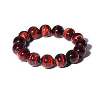 Bracciale da uomo con occhio di tigre rosso da 14 mm, guarigione naturale, pietre chakra radice, adatto per polso forte da 21,6 cm, porta felicità e felicità, sollievo dall'ansia, regalo spirituale
