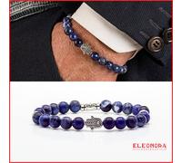 bracciale da uomo con pietre dure naturali pietra sodalite mano di Fatima per in