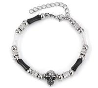 Bracciale da uomo con teschio e perline.