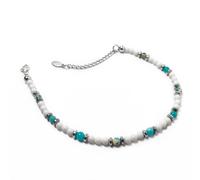 Bracciale da Uomo con Turchese Ematite Braccialetto Pietre Dure in Acciaio Inox