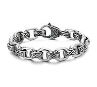 Bracciale da Uomo Donna in Acciaio Vintage con Catena a Maglia Rolo, Disegno a Spirale Infinita e Onde Filigrana