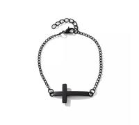 Bracciale da Uomo e da Donna con Croce Nera in Acciaio Inossidabile, Ciondolo crocifisso Gesù, Regno Unito - Nero