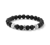 Bracciale da Uomo Fatto a Mano con Perline Elastiche in Pietra Naturale, Regolabile, Bracciale per Coppie in Occhio di Tigre e Howlite, Ciondolo con Perline in Argento, Perline da 8mm, Elegante e Aff