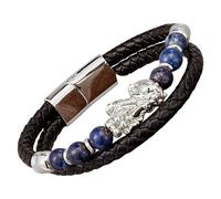 Bracciale Da Uomo Feng Shui Pi Xiu In Pelle Intrecciata Nera Con Pietra Naturale, Chiusura Magnetica Multistrato, Braccialetto In Corda, Gioielli Portafortuna Che Attraggono La Ricchezza, Bianco-F 1