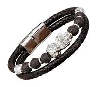 Bracciale Da Uomo Feng Shui Pi Xiu In Pelle Intrecciata Nera Con Pietra Naturale, Chiusura Magnetica Multistrato, Braccialetto In Corda, Gioielli Portafortuna Che Attraggono La Ricchezza, Bianco-A 1