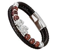 Bracciale Da Uomo Feng Shui Pi Xiu In Pelle Intrecciata Nera Con Pietra Naturale, Chiusura Magnetica Multistrato, Braccialetto In Corda, Gioielli Portafortuna Che Attraggono La Ricchezza, Bianco-H 2