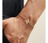Bracciale da uomo in acciaio inossidabile con specchio, 1 pezzo, semplice e alla moda con 26 lettere dall A alla Z L,M,S,H,A,T,O,X,B,C,D,E,F,G,I,J,K,N,P,Q,R,U,V,W,Y,ZAcciaio inossidabile