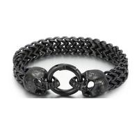 Bracciale da uomo in acciaio inossidabile con teschio nero