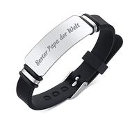 Bracciale da uomo in acciaio inossidabile, semplice braccialetto con targhetta per cani incisa Bester Papa Der Welt vintage, 15-20CM, Nessuna pietra preziosa