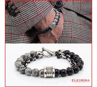 bracciale da uomo in acciaio inox con pietre dure naturali onice e diaspro per