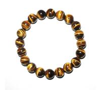 Bracciale da uomo in oro occhio di tigre da 10 mm, adatto per polsi grandi e forti di circa 19 cm, gemme chakra della gola, pietra portafortuna per giugno, porta calma interiore, amore e fortuna