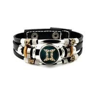 Bracciale da Uomo in Pelle, Bracciale Intrecciato Multistrato In Pelle Punk Regolabile Con Cristalli Gemini Arc, Bracciale Rock Rock Etnico Fatto A Mano, Accessorio Per L'Amicizia, Regalo Di Compleann
