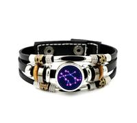 Bracciale da Uomo in Pelle, Bracciale Intrecciato Multistrato Regolabile In Pelle Con Tema Gemelli, Spazio Profondo Cyber Neon, Bracciale Etnico Fatto A Mano, Gioielli Dell'Amicizia, Accessorio Re