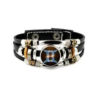 Bracciale da Uomo in Pelle, Bracciale Punk In Pelle Intrecciata Multistrato Con Totem Dell'Arco Gemelli E Cristalli Di Ghiaccio, Bracciale Rock Rock Etnico Fatto A Mano, Accessorio Per L'Amicizia, Reg