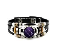 Bracciale da Uomo in Pelle, Braccialetto Intrecciato A Strati In Pelle Con Topologia Stellare E Design A Microcosmo Dei Gemelli, Bracciale Punk Etnico Fatto A Mano, Accessorio Per L'Amicizia, Regalo D