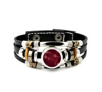 Bracciale da Uomo in Pelle, Braccialetto Intrecciato A Strati Regolabile Con Diffrazione Dell'Alba E Costellazioni Dei Gemelli, Bracciale Etnico Punk Fatto A Mano, Accessorio Per L'Amicizia, Regalo Di