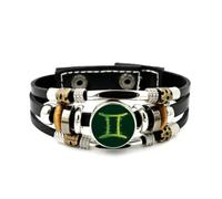 Bracciale da Uomo in Pelle, Braccialetto Intrecciato A Strati Regolabile In Pelle Con Gradazione Digitale Gemini Scan Line Gradation Fault Art, Bracciale Rigido Etnico Punk Fatto A Mano, Accessorio Pe