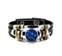 Bracciale da Uomo in Pelle, Braccialetto Intrecciato A Strati Regolabile In Pelle Con Totem Gemini, Arte Digitale Fault Art, Bracciale Punk Etnico Fatto A Mano, Accessorio Per L'Amicizia, Regalo Di Co
